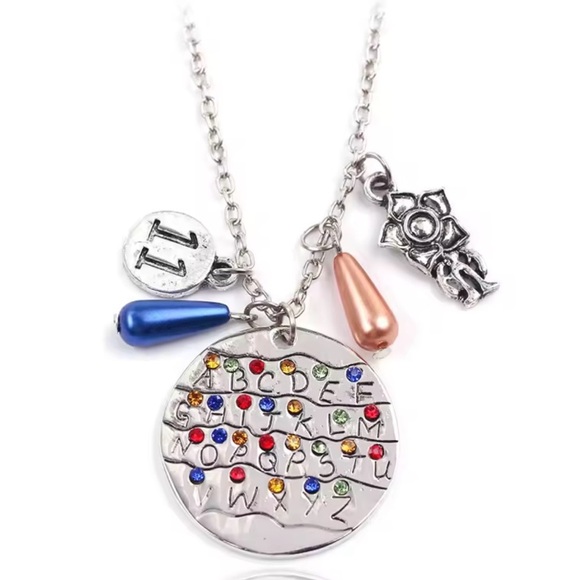 Stranger Things Themed Charm Necklace with Alphabet Wall + 3 Charms & Gift 🎁 - Picture 5 of 10